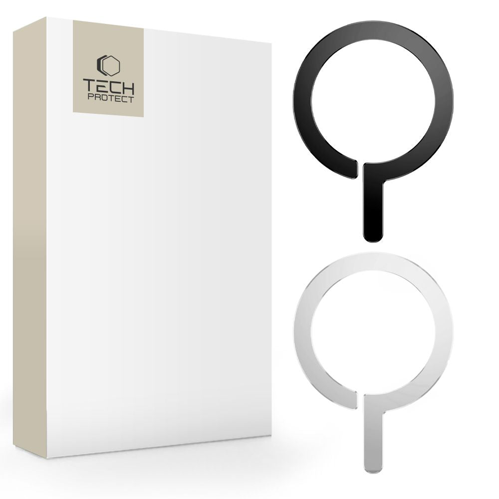 MagSafe Tech-Protect MetalRing universālais magnētiskais uzgalis - melns / sudrabs (2 gab.)