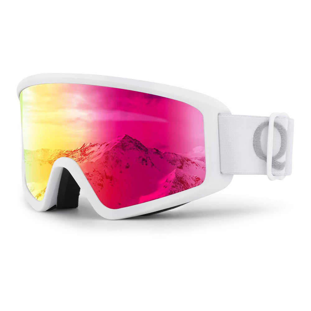 Qunature White Ski Goggles for Adults
