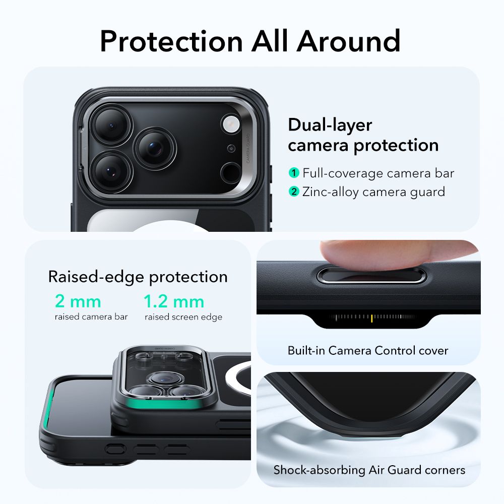 ESR Classic Hybrid Kickstand MagSafe Case for iPhone 17 Pro Max - Clear Black