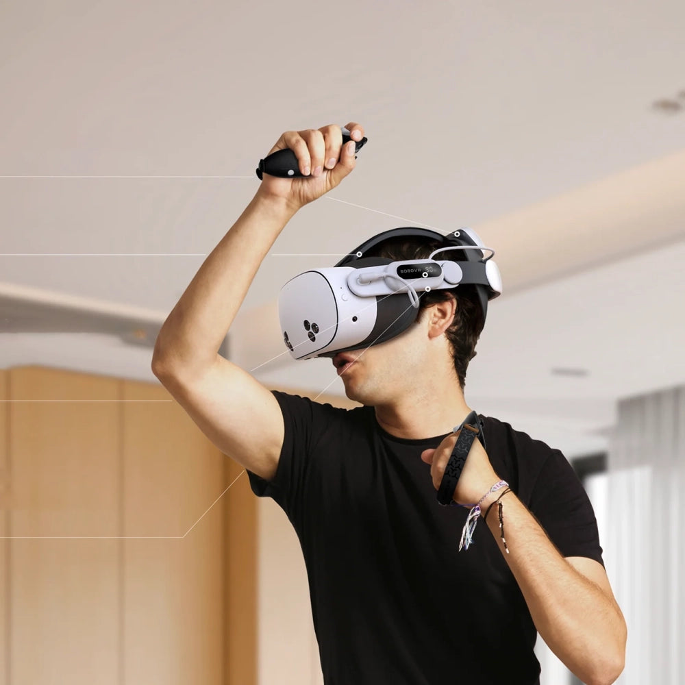 BoboVR E3 Pro Head Strap with Battery for Meta Quest 3 and 3S - White and Black